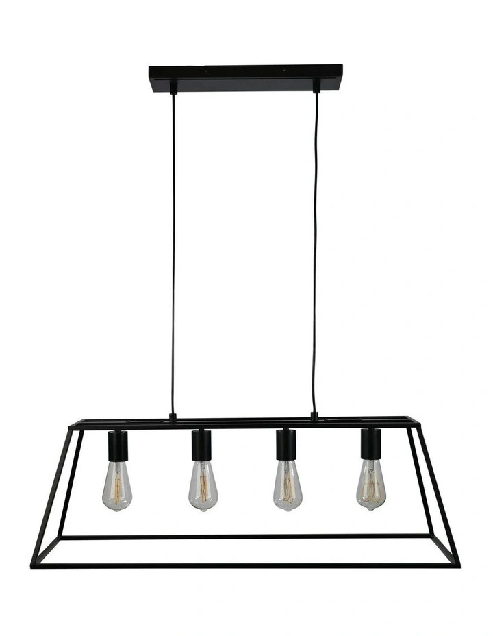 Wainscott Hamptons Style Classic Pendant Light Black 4lt image 2