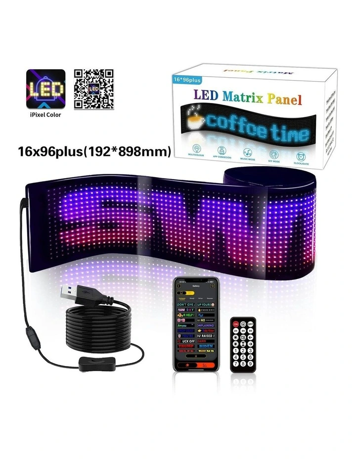 Programmable LED Matrix Panel Flexible Screen IP65 with APP Control 192*898mm image 4