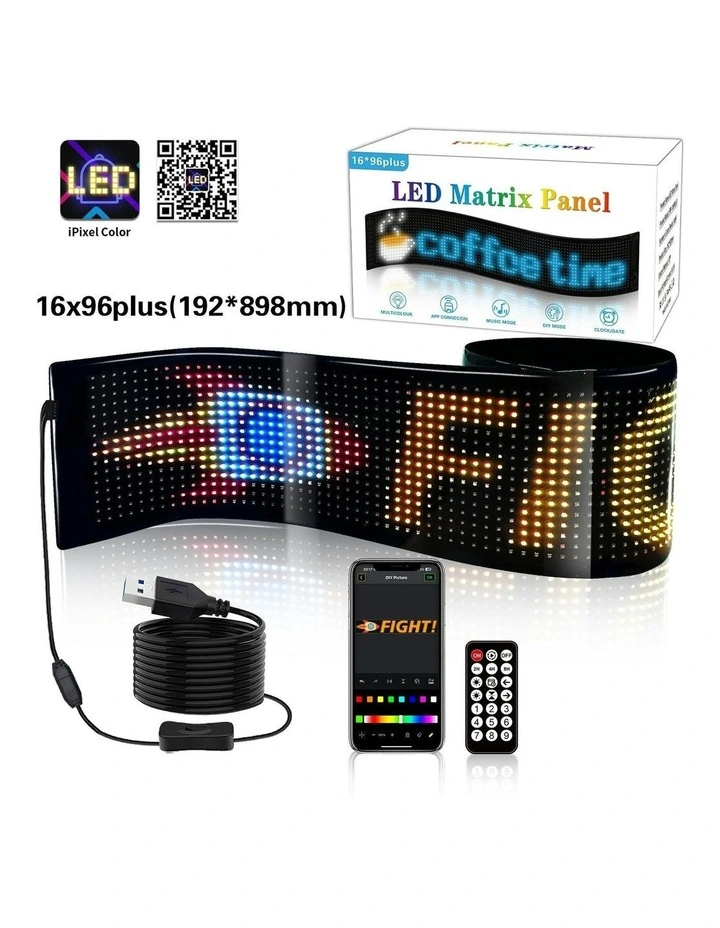 Programmable LED Matrix Panel Flexible Screen IP65 with APP Control 192*898mm image 5