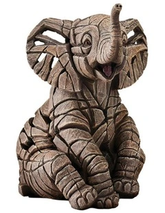Edge Sculpture - Elephant Calf Figure Small - Stone Resin - Garden & Home Decor