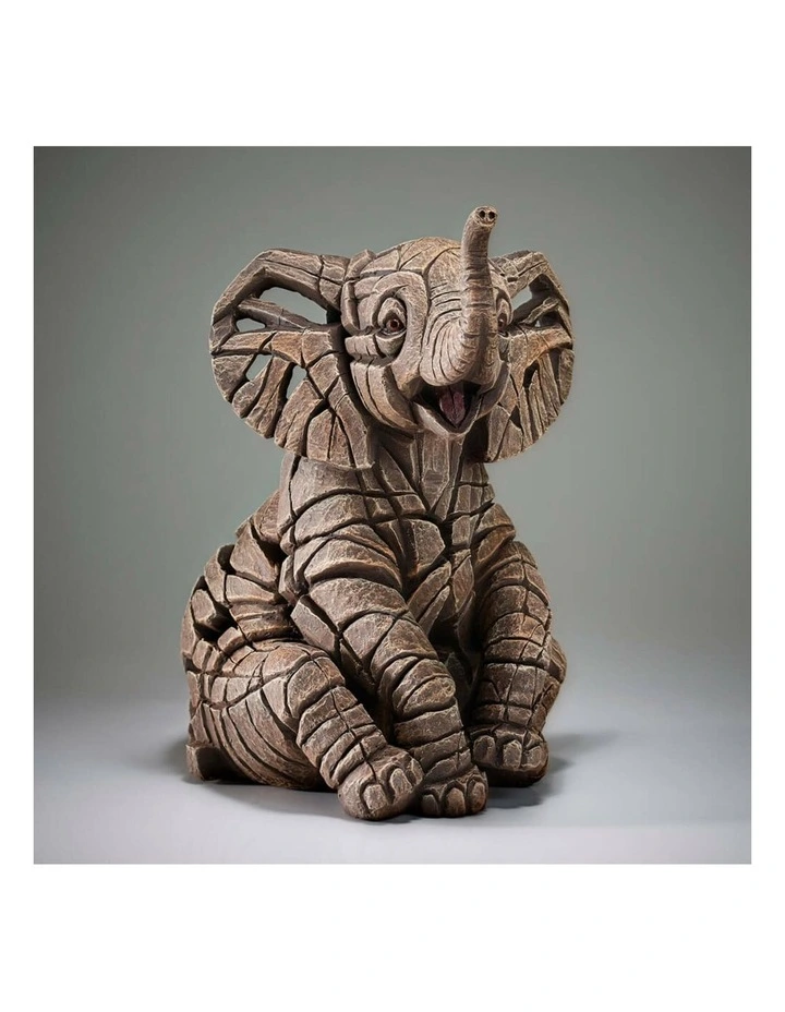 Edge Sculpture - Elephant Calf Figure Small - Stone Resin - Garden & Home Decor image 3