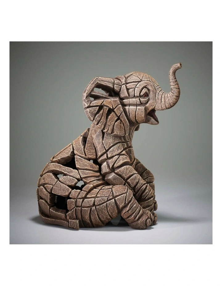 Edge Sculpture - Elephant Calf Figure Small - Stone Resin - Garden & Home Decor image 5