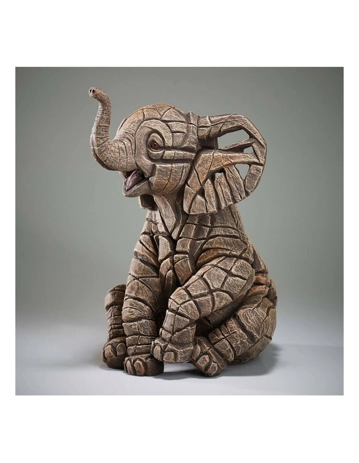 Edge Sculpture - Elephant Calf Figure Small - Stone Resin - Garden & Home Decor image 6