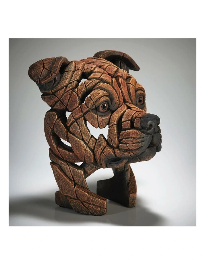 Edge Sculpture - Bull Terrier Bust, Stone Resin, Hand-painted, Garden Decor, Brown, 33cm (Height) image 3