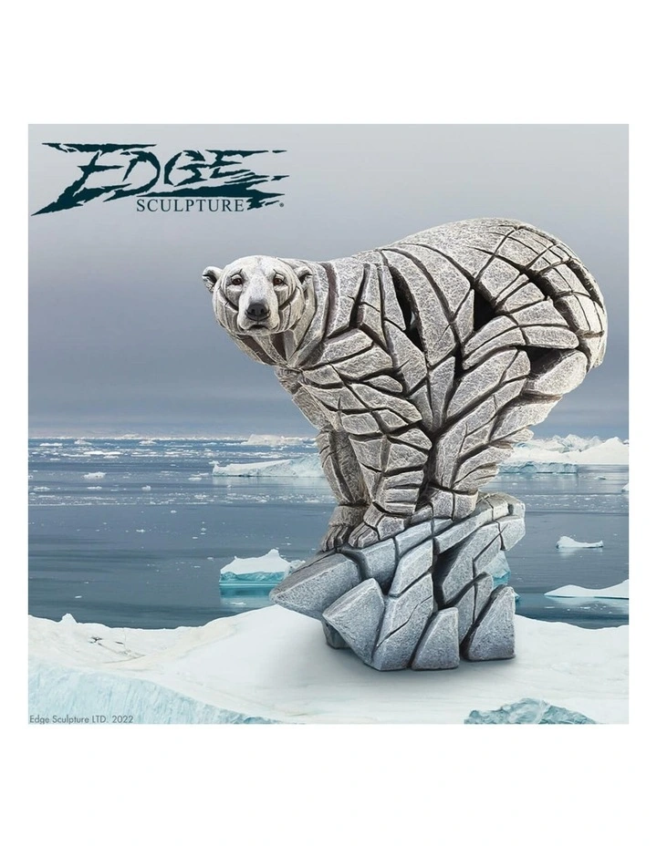 Edge Sculpture - Polar Bear Figure - Stone Resin - Garden & Home Decor Sculpture image 4