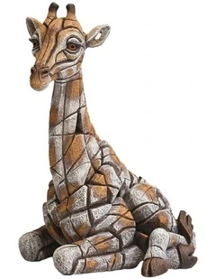Edge Sculpture - Giraffe Calf Figure - Stone Resin - Garden & Home Decor, 29cm H