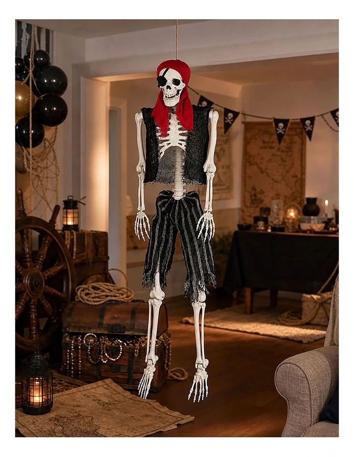Yezi Halloween Skeleton 166cm Life Size Pirate Decor Poseable PE White image 6