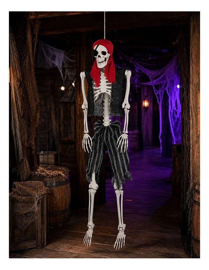 Yezi Halloween Skeleton 166cm Life Size Pirate Decor Poseable PE White image 7