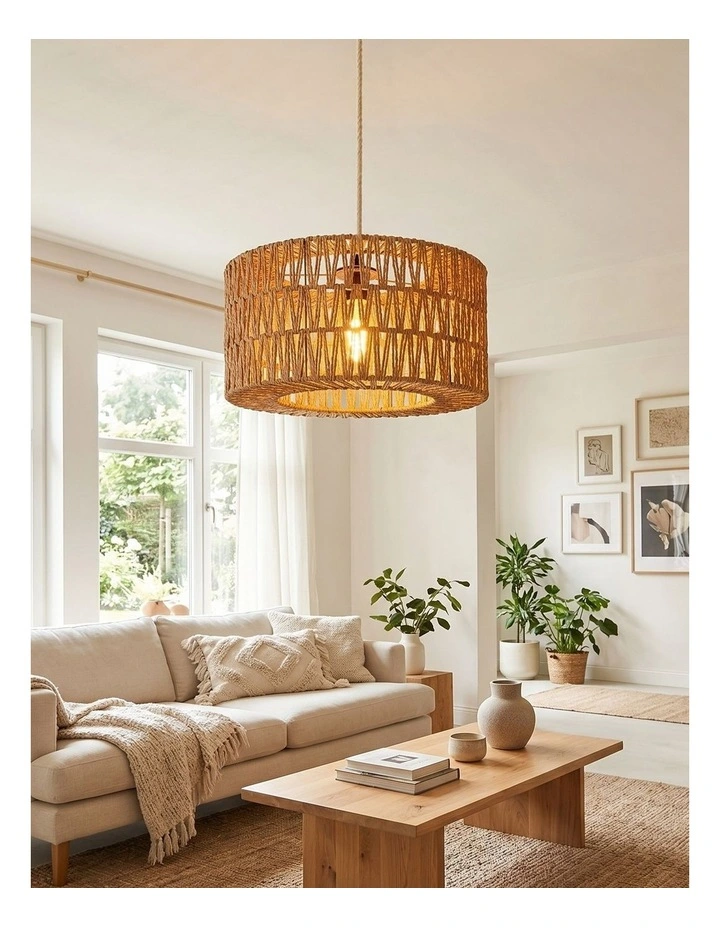 Emitto Ceiling Pendant Light Shade Boho Woven Lamp Cover Home Decor Yellow image 4