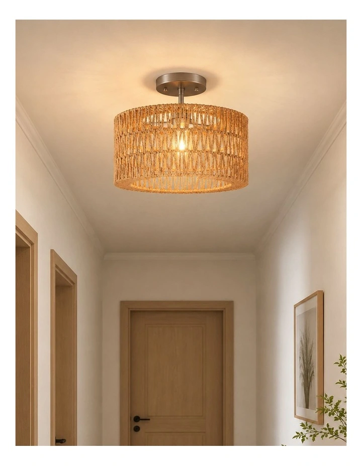 Emitto Ceiling Pendant Light Shade Boho Woven Lamp Cover Home Decor Yellow image 5
