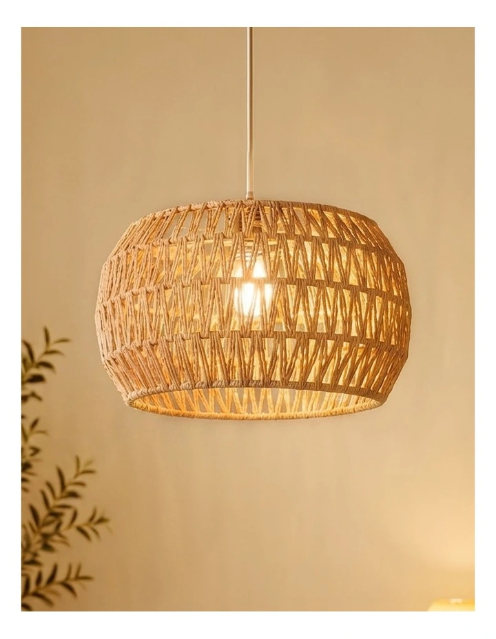 Emitto Ceiling Pendant Light Shade Lamp Metal Frame Paper Rope 32cm Yellow image 4