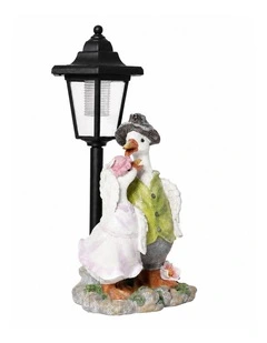 Emitto Duck Statue Solar Light Garden Resin White Green Pink