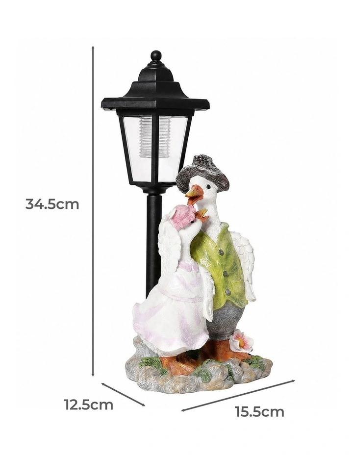 Emitto Duck Statue Solar Light Garden Resin White Green Pink image 3