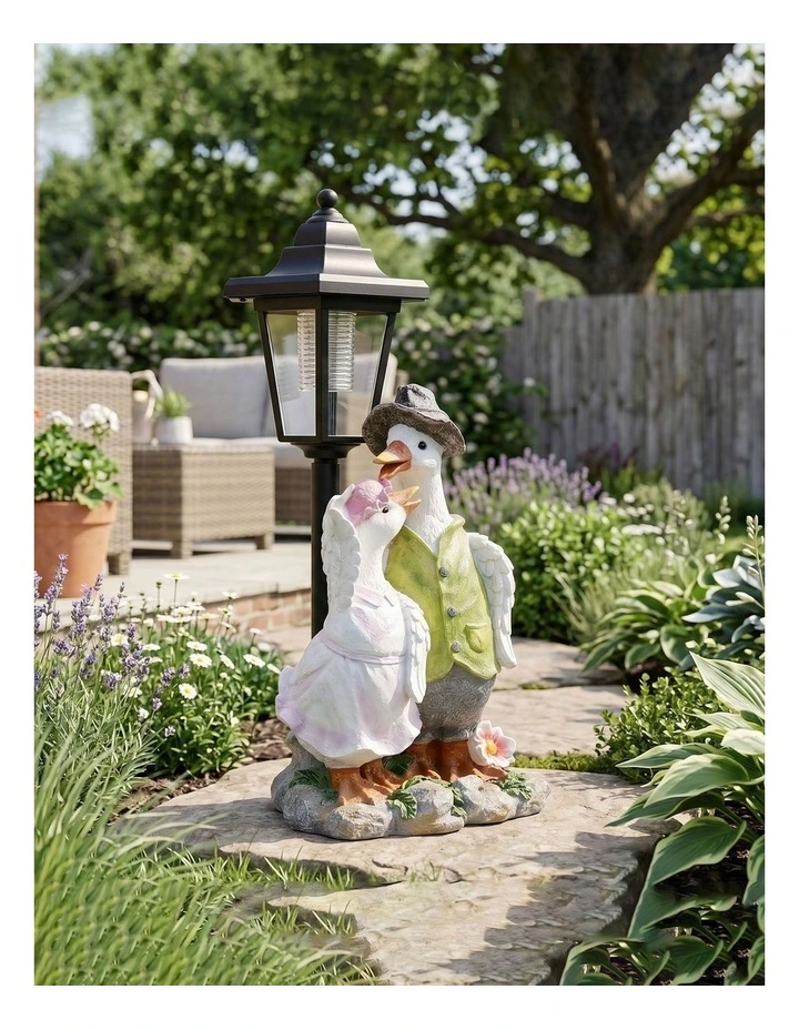 Emitto Duck Statue Solar Light Garden Resin White Green Pink image 4