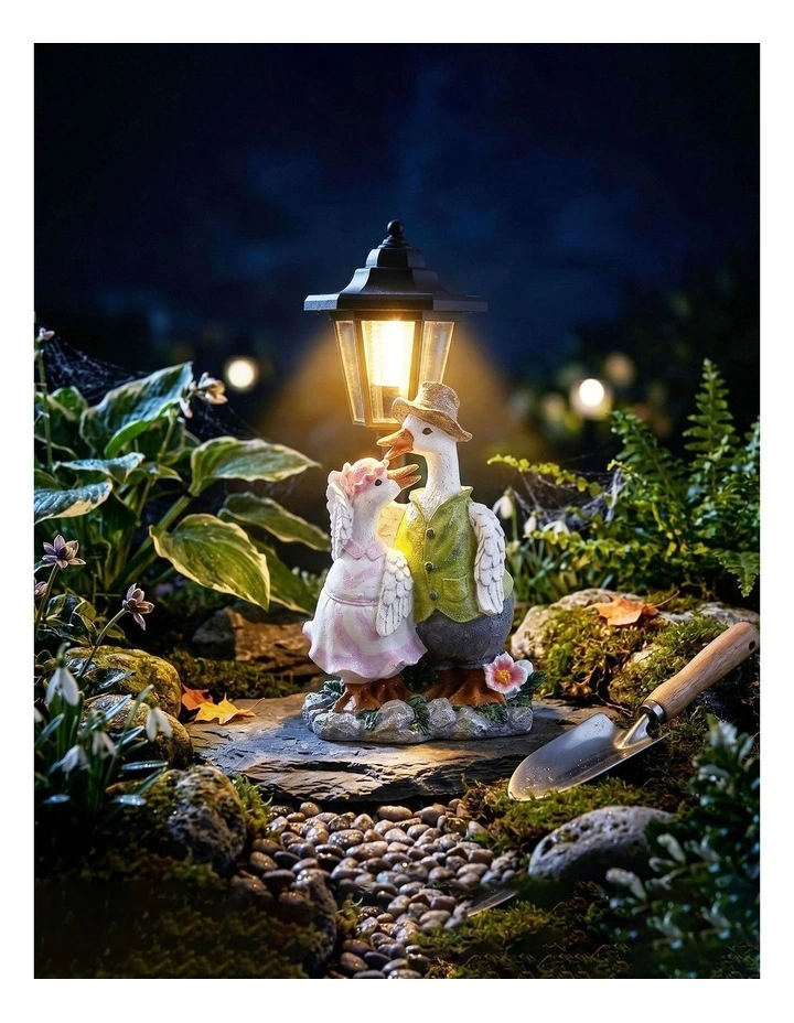 Emitto Duck Statue Solar Light Garden Resin White Green Pink image 5