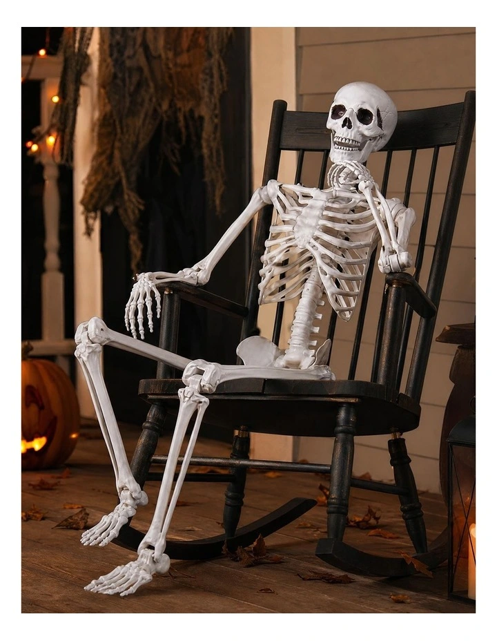 Yezi Halloween Skeleton Life Size Scary Skeleton 185cm Poseable ABS White image 5