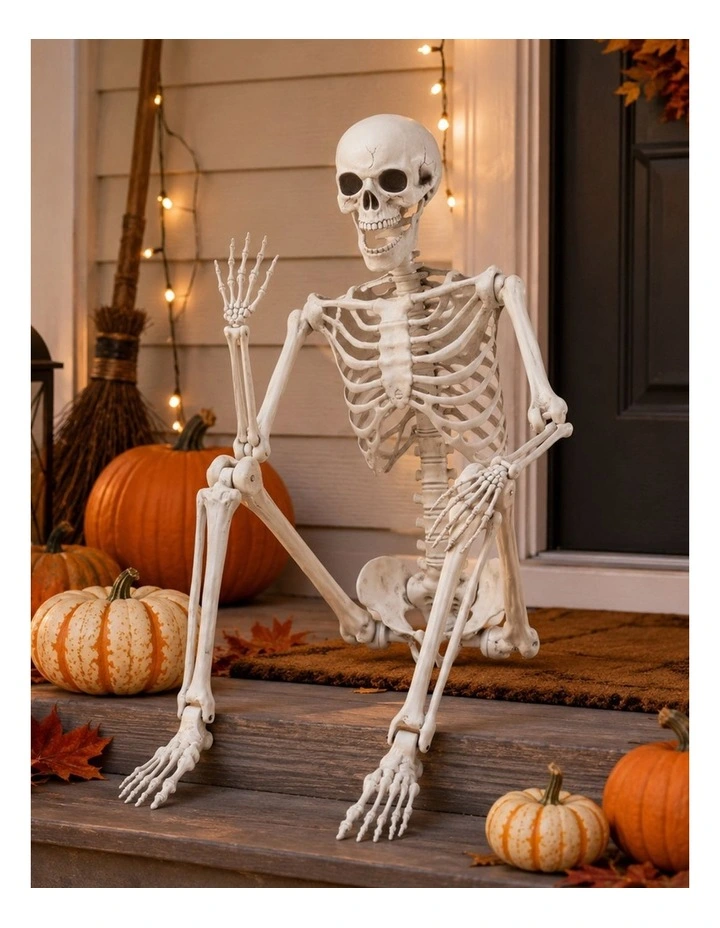 Yezi Halloween Decorations Life Size Skeleton 165cm Poseable ABS White image 4
