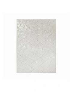 Oikiture Jacquard Area Rug Geometric Texture Floor Carpet  240X340cm Ivory Cream