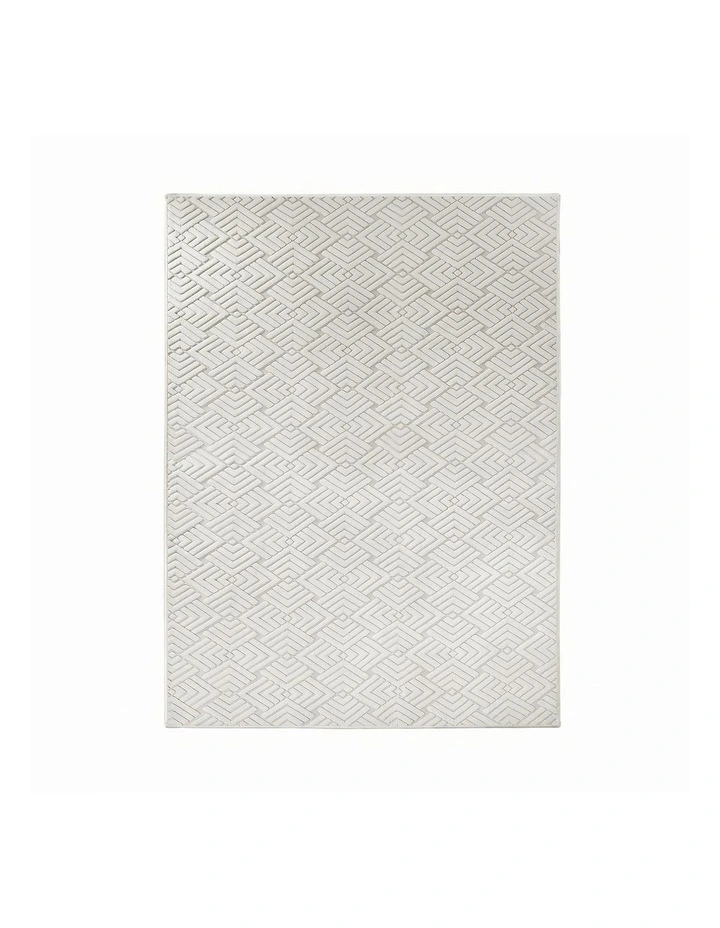 Oikiture Jacquard Area Rug Geometric Texture Floor Carpet  240X340cm Ivory Cream image 1