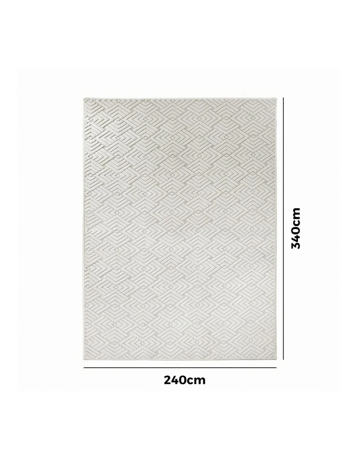 Oikiture Jacquard Area Rug Geometric Texture Floor Carpet  240X340cm Ivory Cream image 3