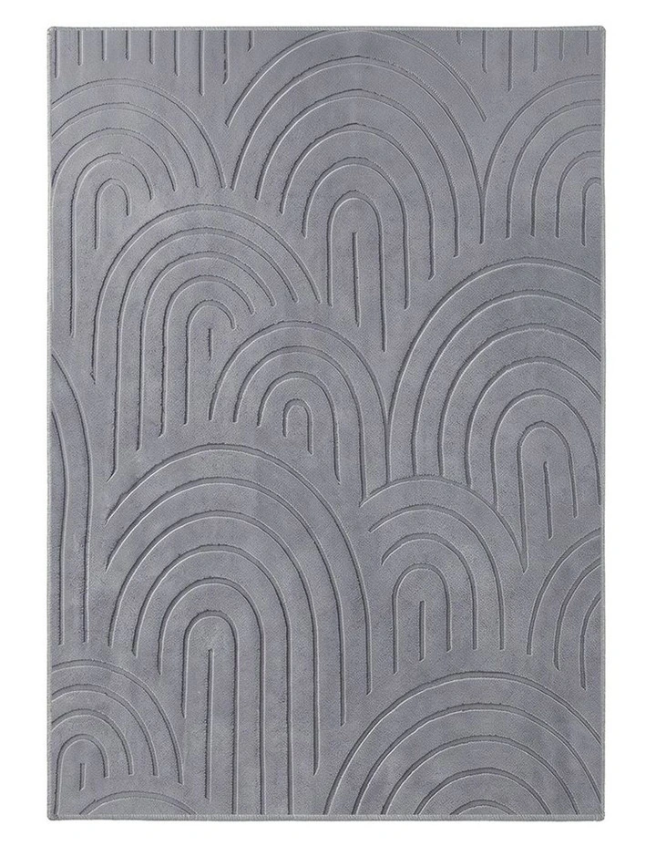 Oikiture Geometric Arch Jacquard Area Rug Modern Floor Carpet 280X380cm Grey image 1