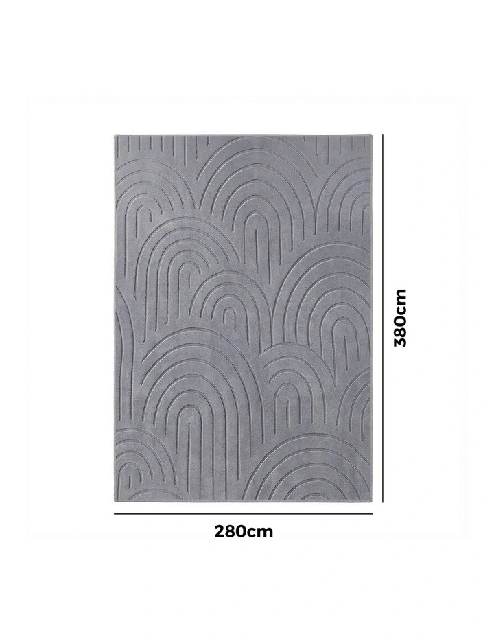 Oikiture Geometric Arch Jacquard Area Rug Modern Floor Carpet 280X380cm Grey image 3