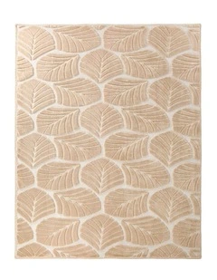 Oikiture Embossed Leaf Area Rug Jacquard Texture Floor Carpet 200X290cm Beige