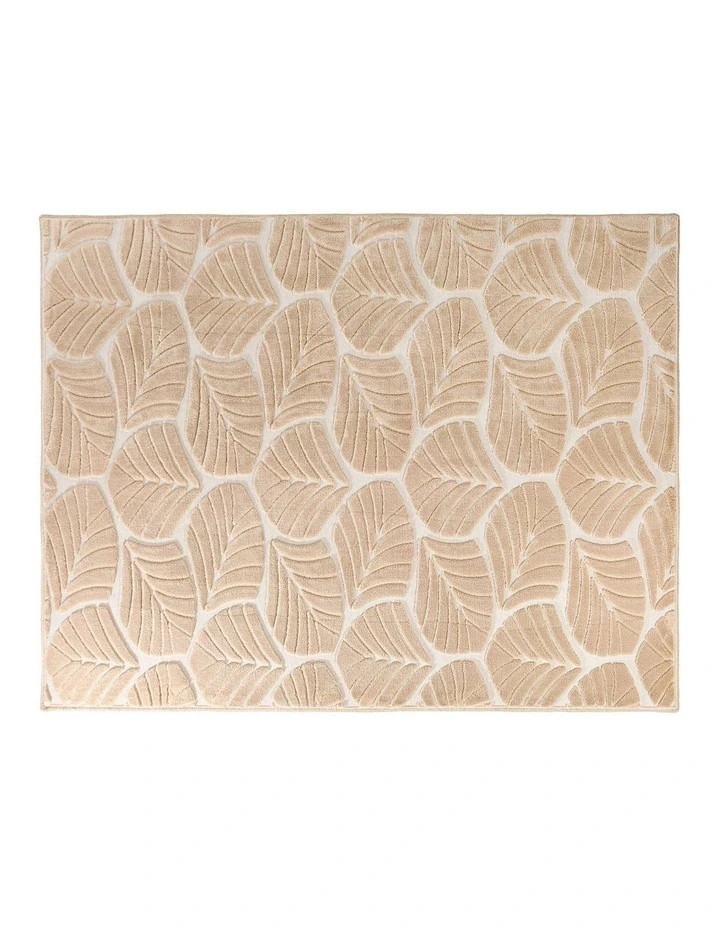 Oikiture Embossed Leaf Area Rug Jacquard Texture Floor Carpet 200X290cm Beige image 7