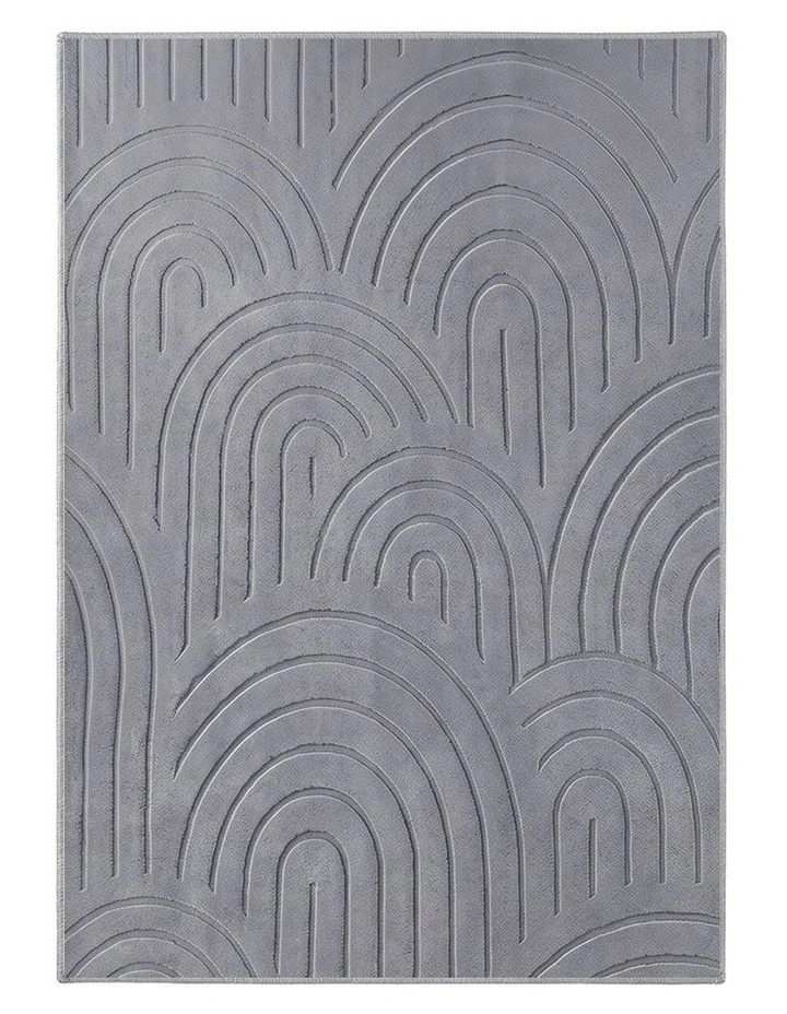 Oikiture Geometric Arch Jacquard Area Rug Modern Floor Carpet 240X340cm Grey image 1