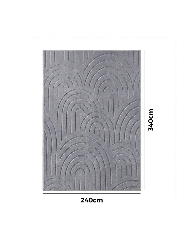 Oikiture Geometric Arch Jacquard Area Rug Modern Floor Carpet 240X340cm Grey image 3