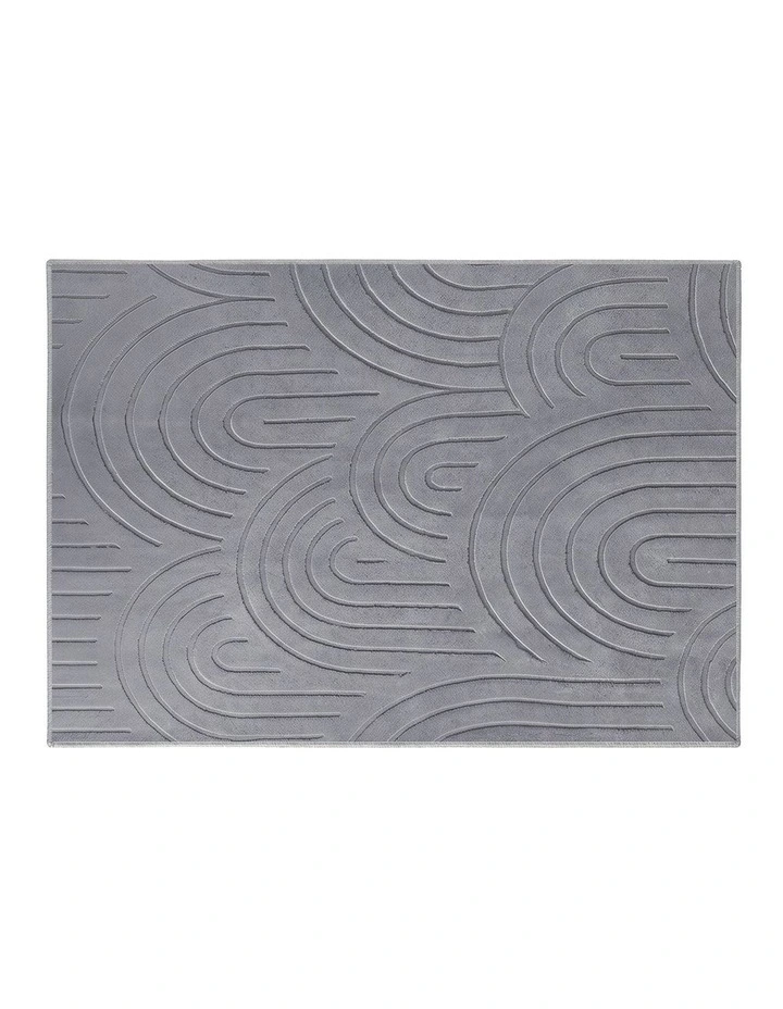 Oikiture Geometric Arch Jacquard Area Rug Modern Floor Carpet 240X340cm Grey image 7