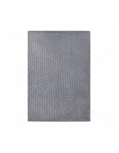 Oikiture Geometric Arch Jacquard Area Rug Modern Floor Carpet 200X290cm Grey