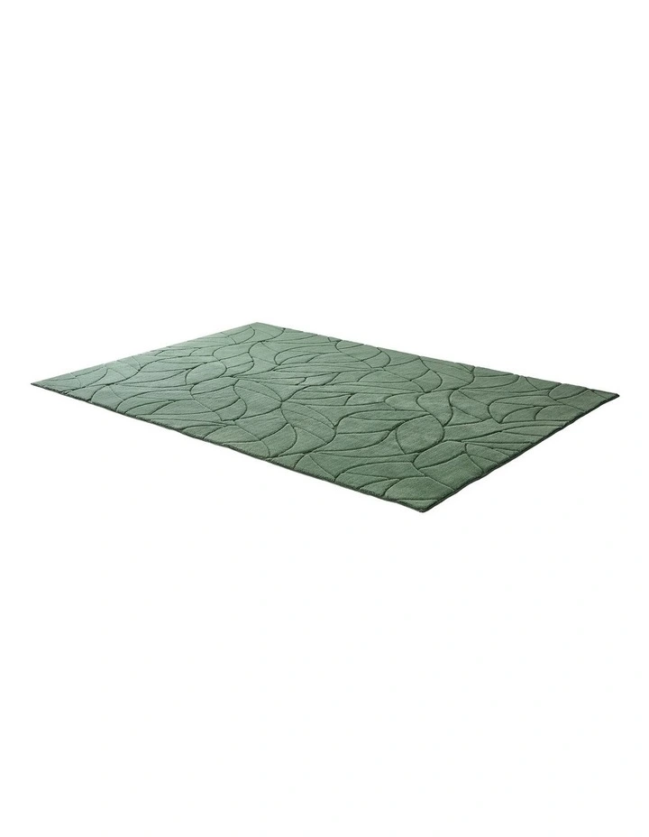Oikiture Textured Leaf Jacquard Area Rug Floor Carpet Soft Decor 200X290cm Green image 5