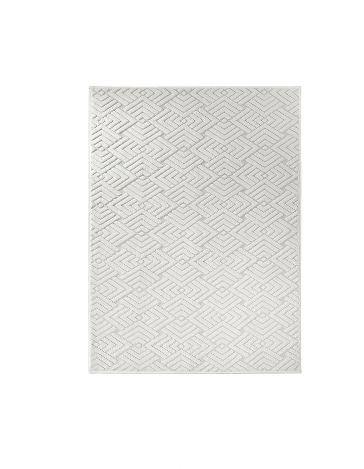Oikiture Jacquard Area Rug Geometric Texture Floor Carpet 160X230cm Ivory Cream image 1