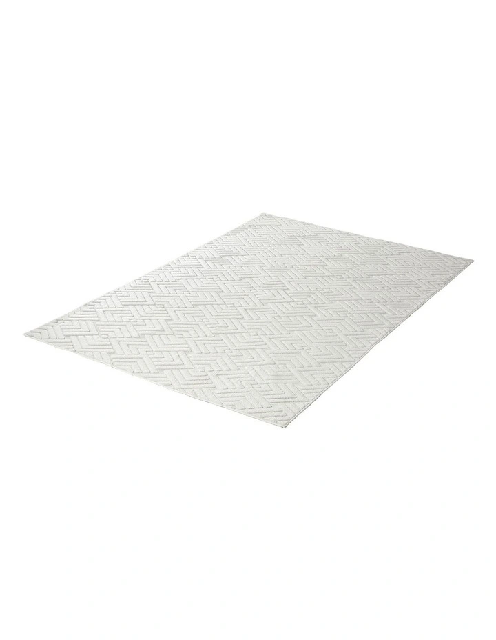 Oikiture Jacquard Area Rug Geometric Texture Floor Carpet 200X290cm Ivory Cream image 6