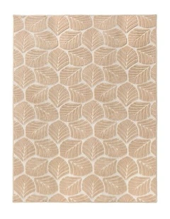 Oikiture Embossed Leaf Area Rug Jacquard Texture Floor Carpet 240X340cm Beige