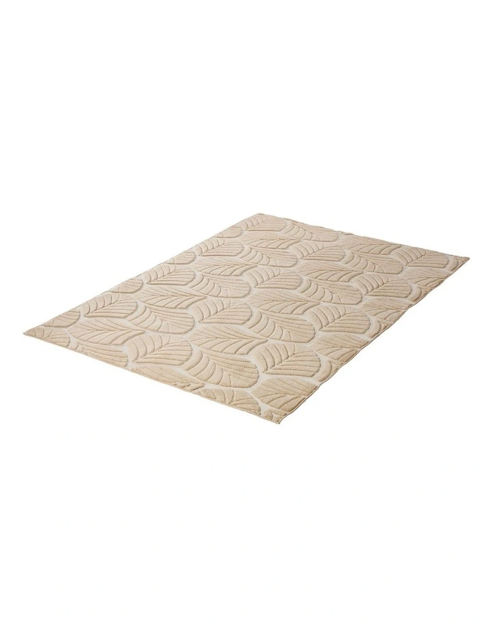 Oikiture Embossed Leaf Area Rug Jacquard Texture Floor Carpet 240X340cm Beige image 2