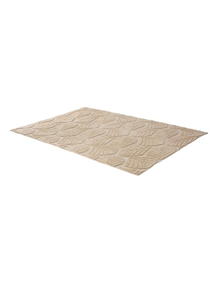 Oikiture Embossed Leaf Area Rug Jacquard Texture Floor Carpet 240X340cm Beige image 5