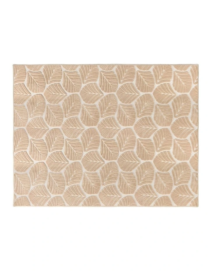 Oikiture Embossed Leaf Area Rug Jacquard Texture Floor Carpet 240X340cm Beige image 7