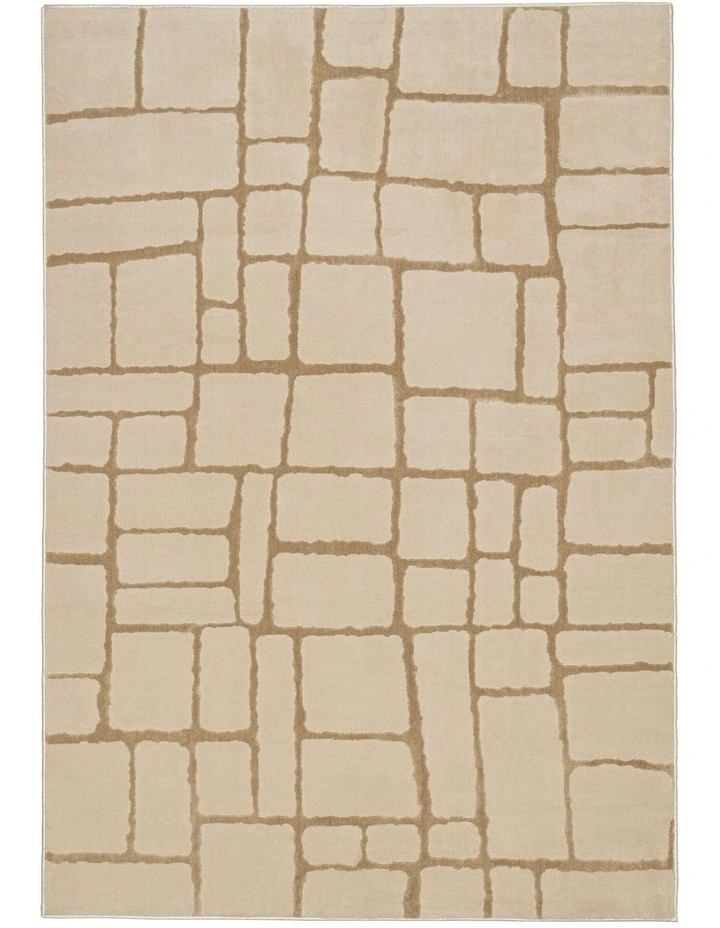LOOPSIE  GHARDA TEXTURED ABSTRACT BEIGE WASHABLE RUG image 1