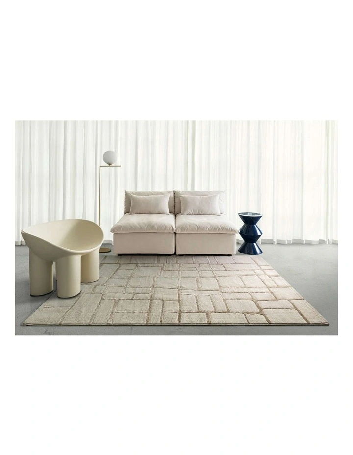 LOOPSIE  GHARDA TEXTURED ABSTRACT BEIGE WASHABLE RUG image 6
