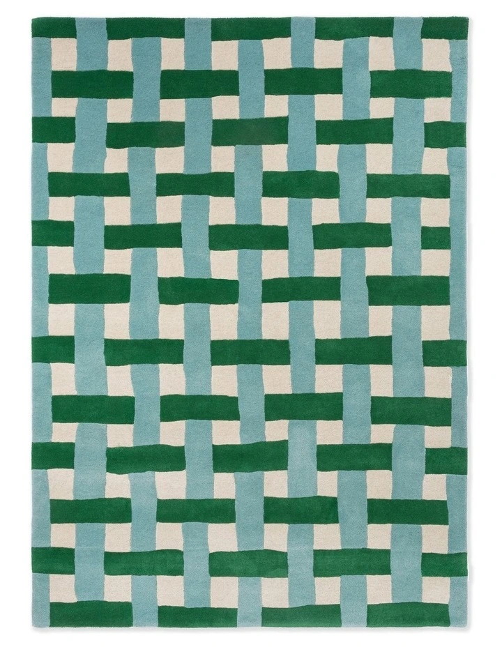 Harlequin Basket Weave Emerald/Aquamarine 144107 - Sophie Robinson image 1