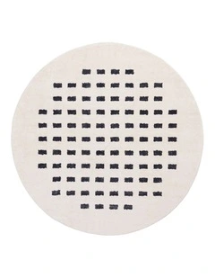 LOOPSIE TABER CREAM AND BLACK RECTANGLES WASHABLE ROUND RUG
