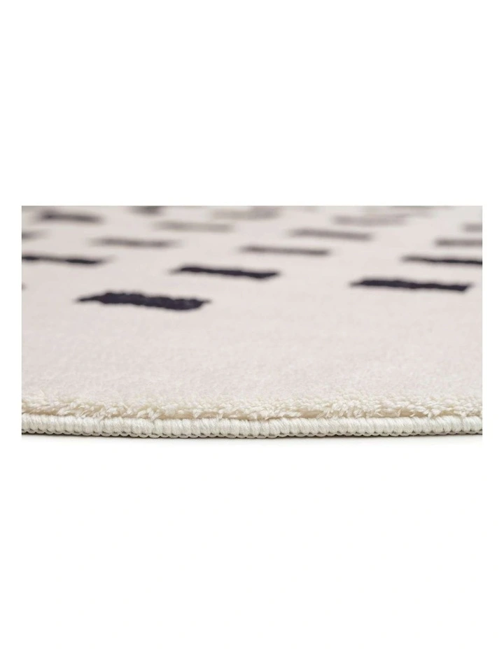 LOOPSIE  TABER CREAM AND BLACK RECTANGLES WASHABLE ROUND RUG image 2