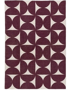 LOOPSIE HIDCOTE BURGUNDY AND IVORY GEOMETRIC WASHABLE RUG