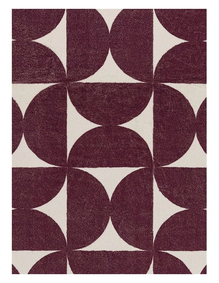 LOOPSIE  HIDCOTE BURGUNDY AND IVORY GEOMETRIC WASHABLE RUG image 5