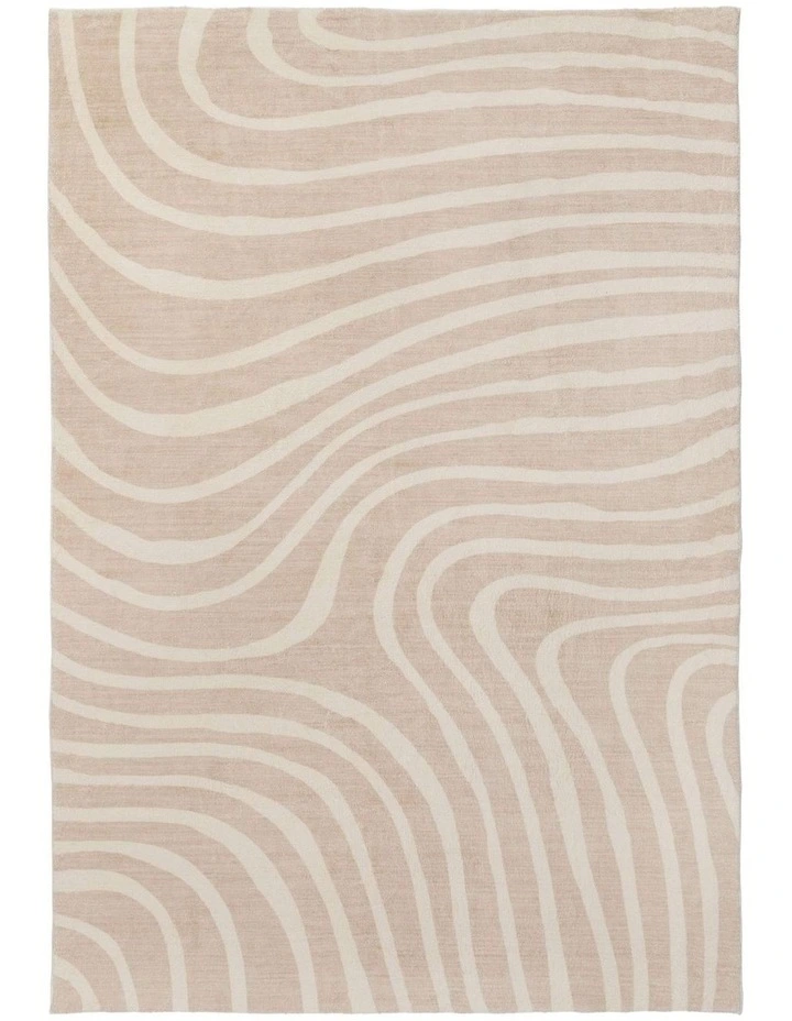LOOPSIE  GLIS IVORY AND BEIGE LINES WASHABLE RUG image 1