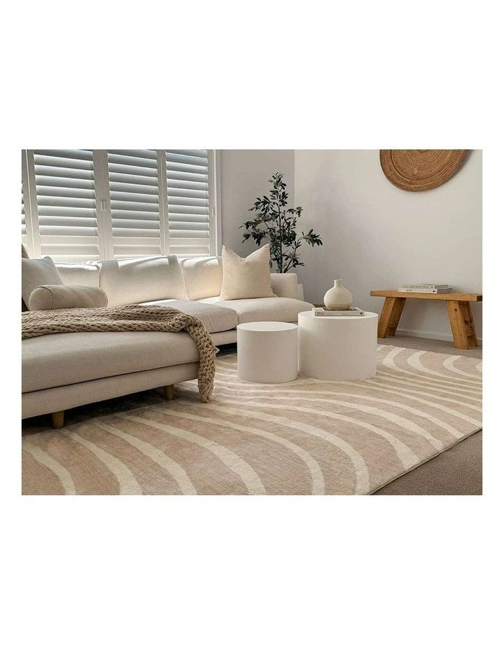 LOOPSIE  GLIS IVORY AND BEIGE LINES WASHABLE RUG image 7