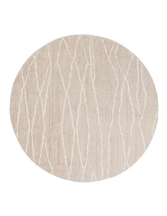 LOOPSIE BOKAA BEIGE LINED WASHABLE ROUND RUG
