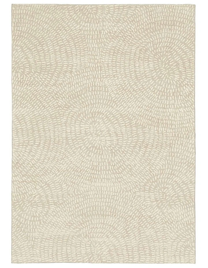MISS AMARA  SUNITA GREY CREAM CIRCLE DOT PATTERN WASHABLE RUG image 1